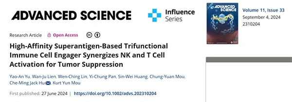 High‐Affinity Superantigen‐Based Trifunctional Immune Cell Engager Synergizes NK and T Cell Activation for Tumor Suppression