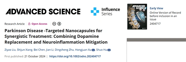 Parkinson Disease‐Targeted Nanocapsules for Synergistic Treatment: Combining Dopamine Replacement and Neuroinflammation Mitigation